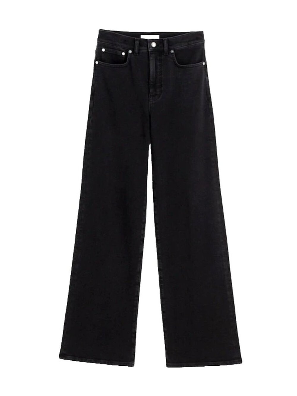Madewell The Wide-Leg Jean Black Petite 27P High Rise In Super Stretch Denim NWT